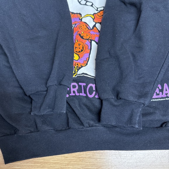 Vintage Peanuts Snoopy Halloweeen Sweatshirt Black Size XL Charlie Brown - Picture 2 of 8